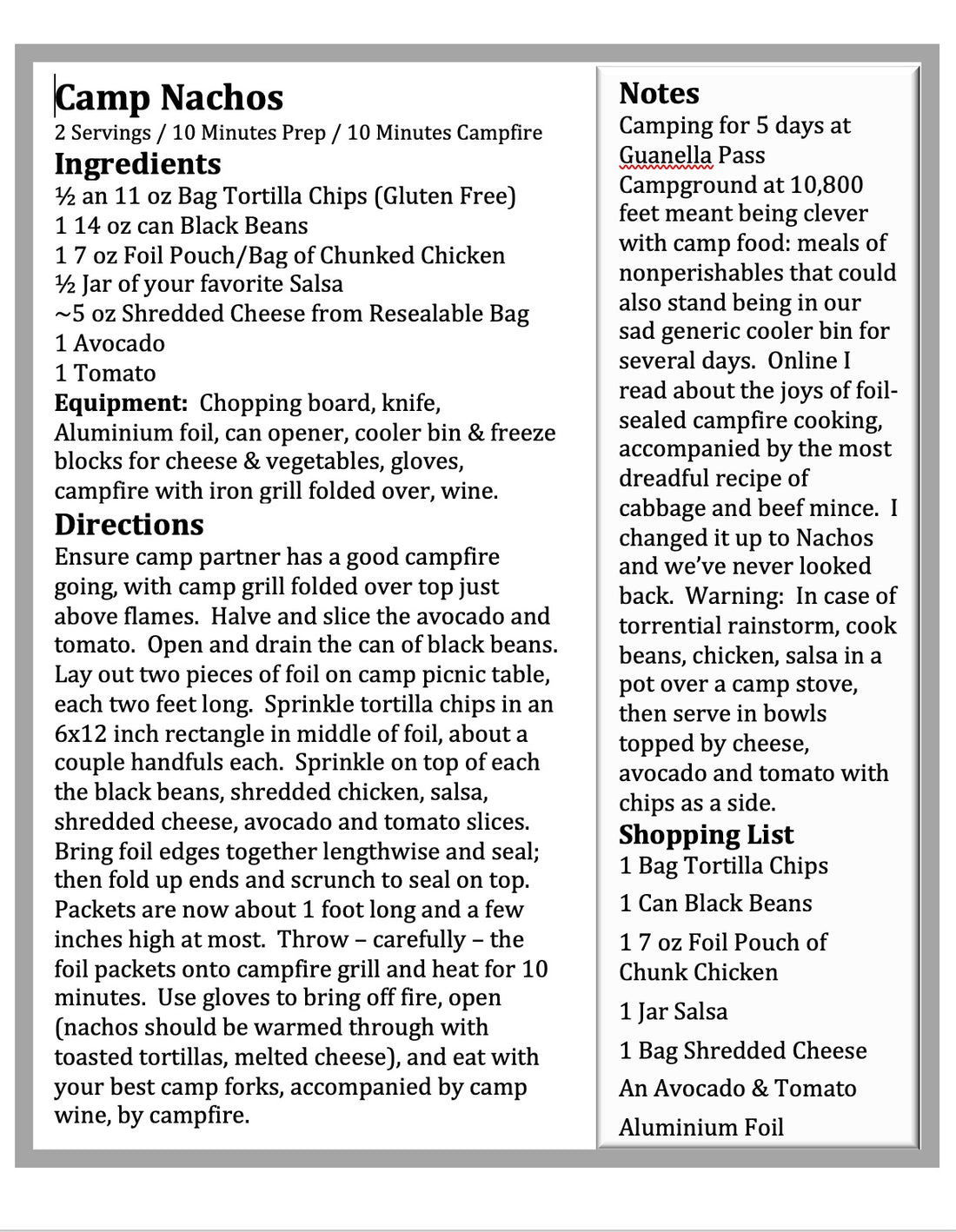 Summer Will Come: Camp Nacho Recipe